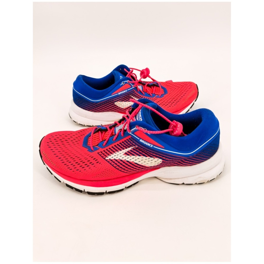 Brooks Launch 5 Womens Running‎ Shoes Coral Pink Blue Mesh Sneakers 9.5